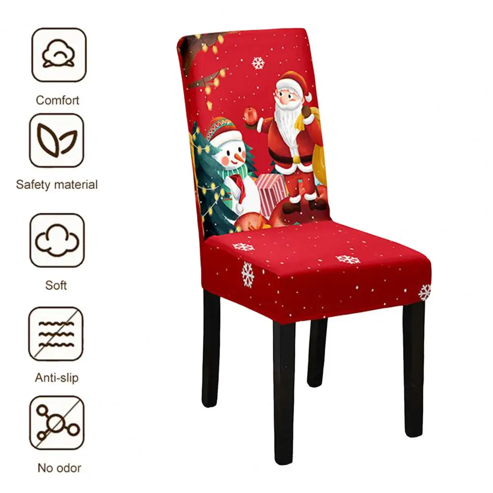 Festive Atmosphere Chair Accessories Christmas Chair Covers Festive Christmas Chair Cover with Cartoon Santa Snowman for Chairs