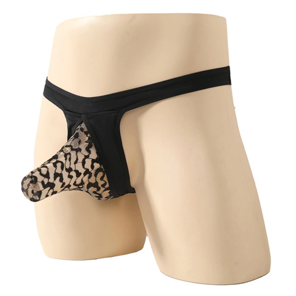 

Men Mesh For-Leopard Pouch Briefs G-string Low Rise Sheer High Elastic Gay Thong G String Jockstrap Hombre Briefs