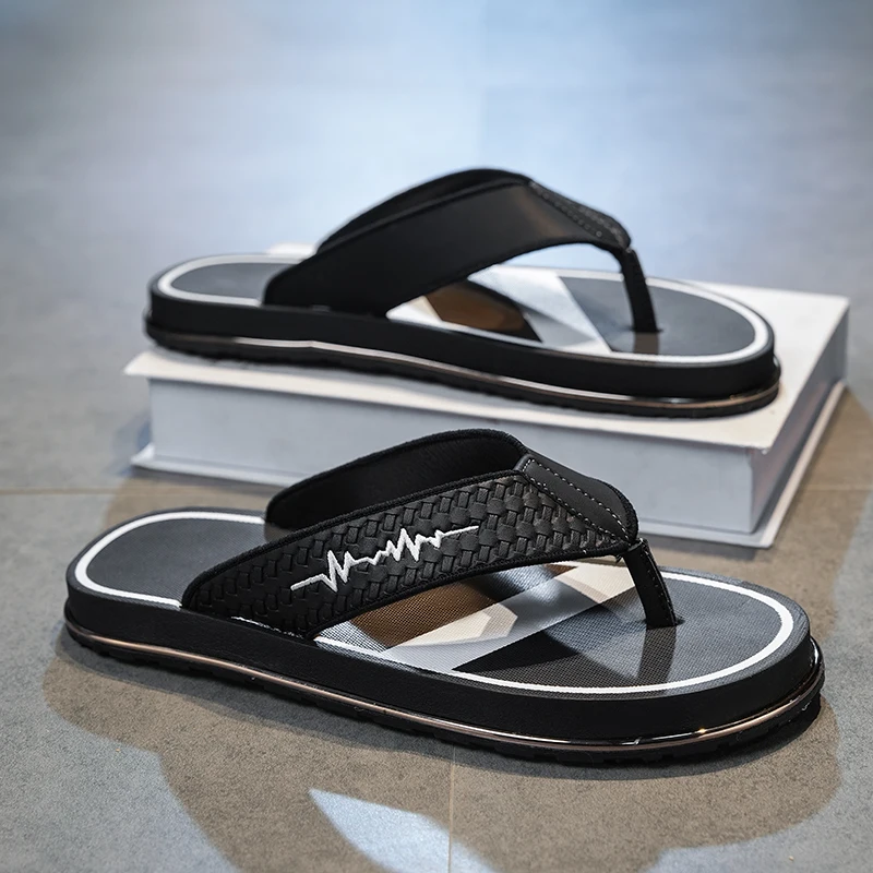Flip-flops summer soft-sole non-slip comfort outdoor men's casual beach slippers quick-dry Pool breathable light flat slippers