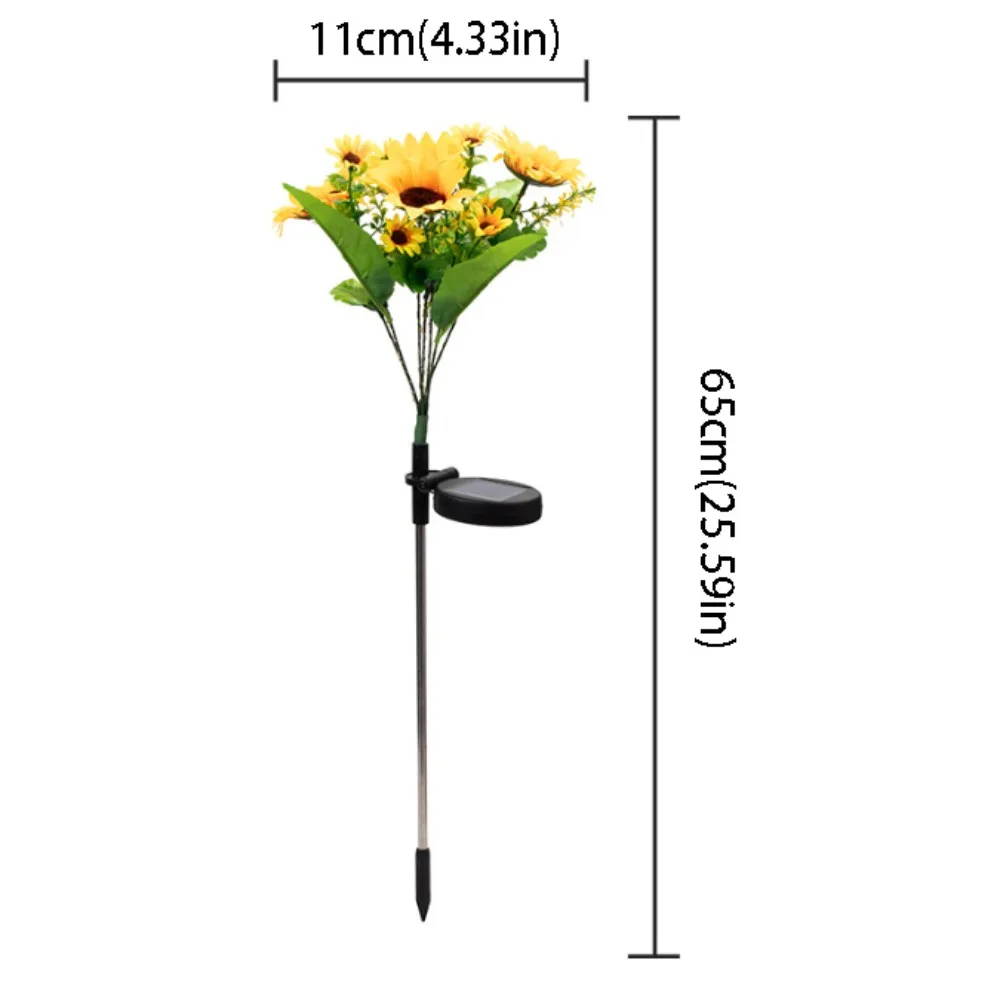 Colorful Design Solar Lawn Lamp Waterproof Feature Sunflower Shape Landscape Lighting Solar Powered Solar Light Outdoor Use
