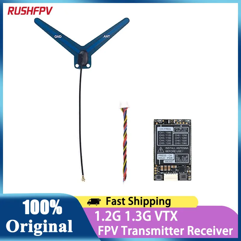 

Rushfpv 1.3G 1.2G 1060-1380MHz 1.6W 7-36V Analog FPV Audio Video Transmitter Receiver Long Range For Racing RC FPV Drone