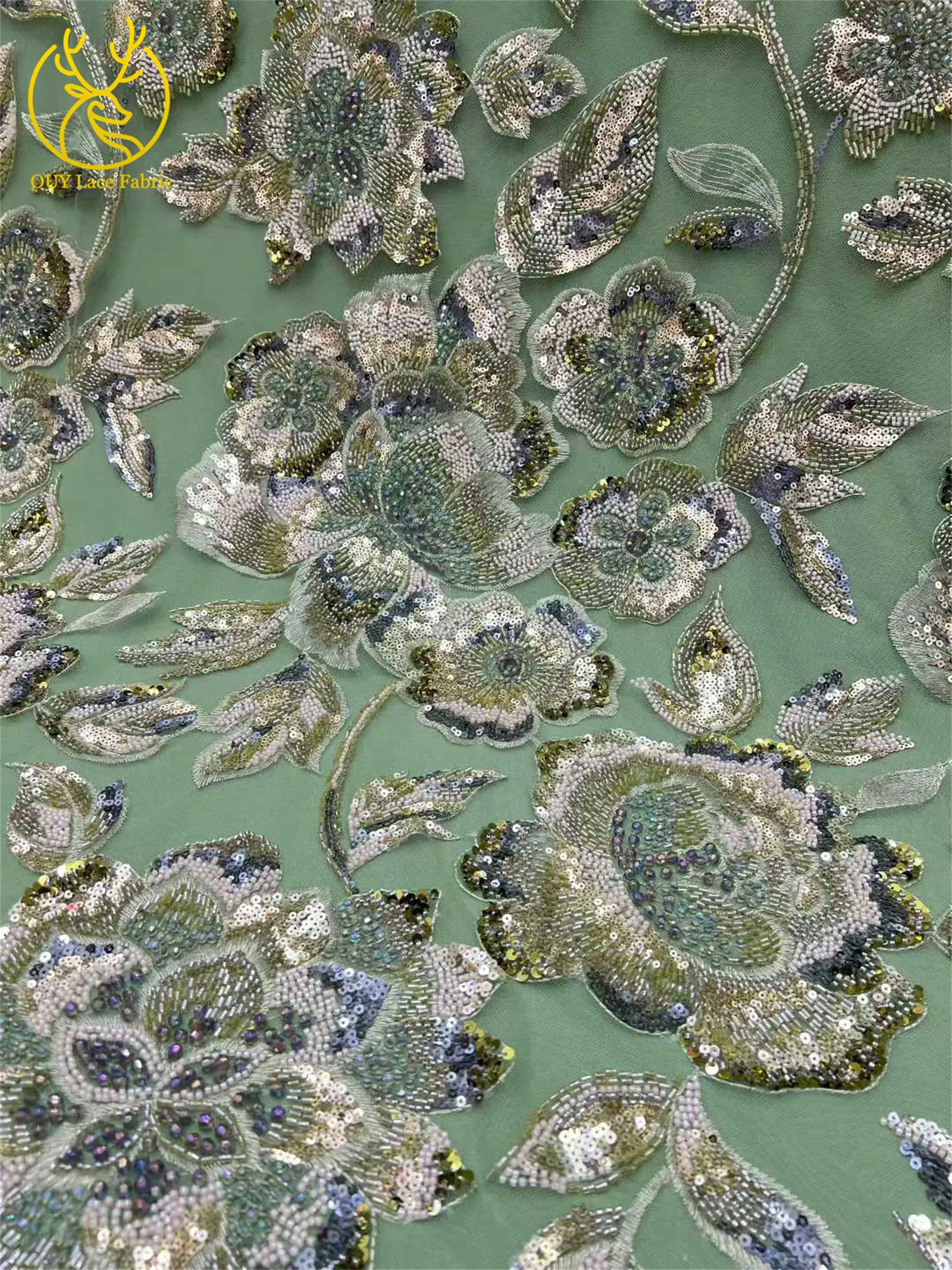 High-End-Kleid, afrikanischer handgefertigter Perlen-Spitzenstoff, 2026, Nigeria, französische Pailletten-Stickerei, Spitzenstoff, Hochzeitskleid, Nähmaterial – Detail 14