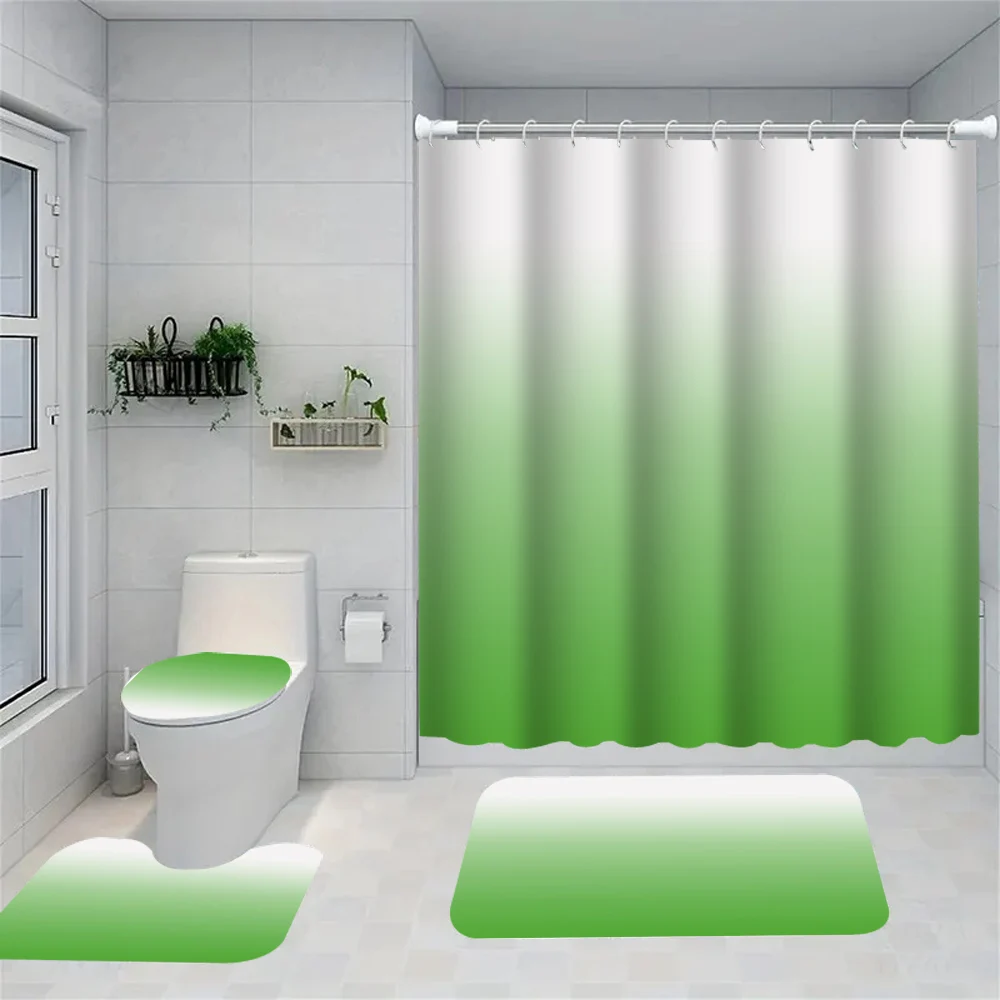 

1/4 Gradient Geometry shower Curtains, Toilet Seat Decoration, Shower Curtain with Carpet and Toilet Lid, 12 70.8x70.8 inch Hook