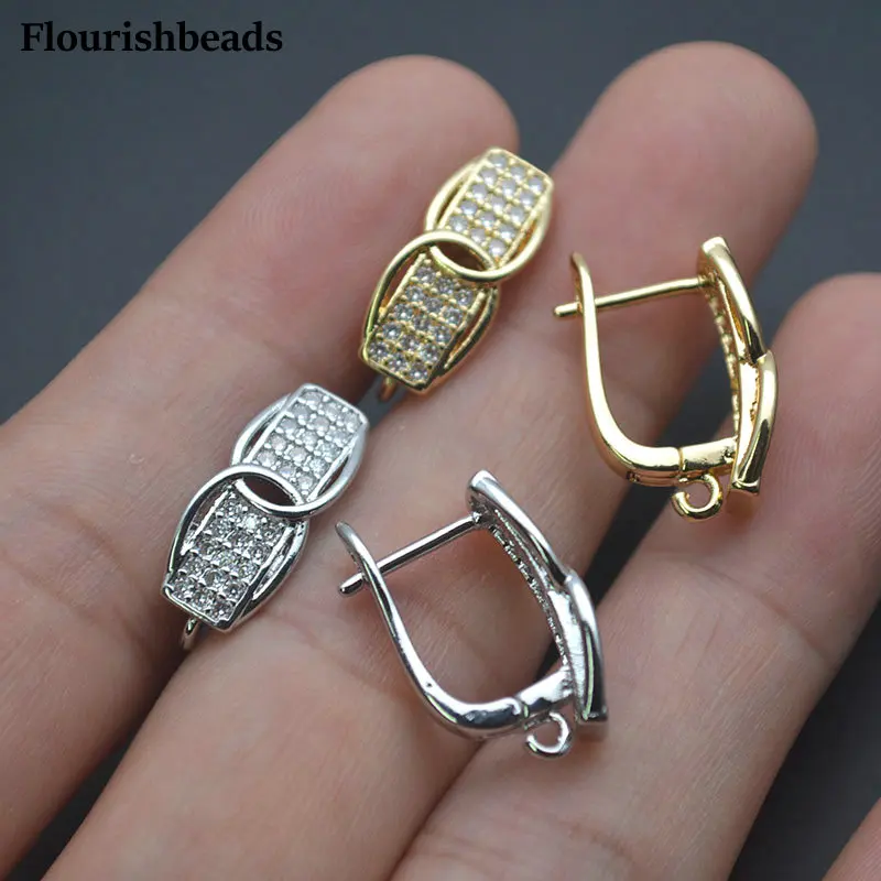 

Color Remain Zipper Shape 18k Gold Plated Rhodium Silver Color Earring Hook Clasps DIY Jewelry Findings 30pc/lot