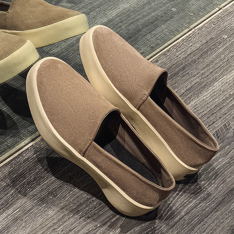 

2025 Summer Loafers Men Concise Suede Leather Casual Shoes For Men Comfort Slip-on Platform Shoes Man Moccasins chaussure hommes