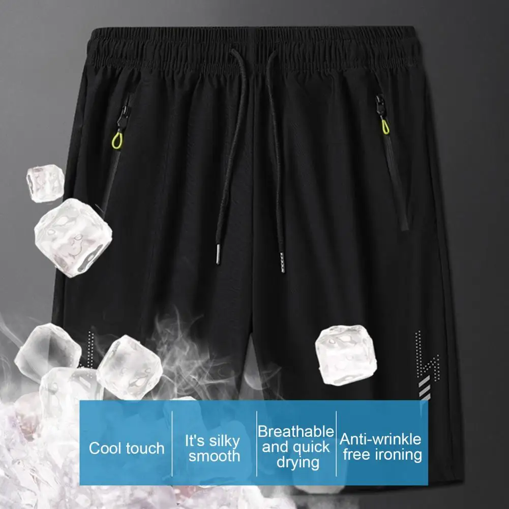 Men Zipper Pocket Shorts Summer Men Shorts with Zipper Pockets Men's Quick Drying Elastic Waist Summer Shorts with for Casual