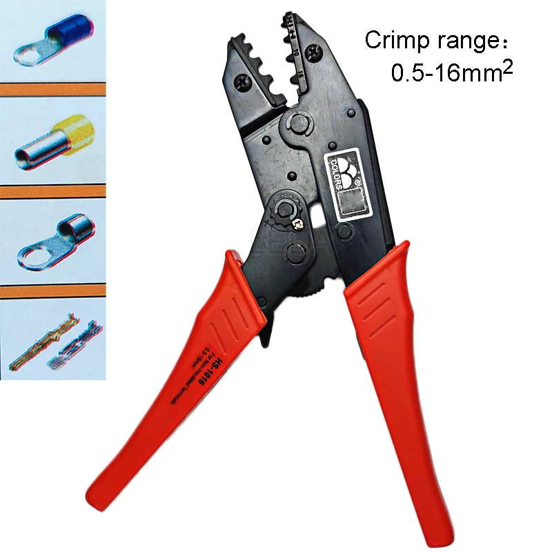 1Pcs HS-1016 Wire Cutter Crimper Terminal Crimping Pliers Cable Hand Tools Crimp Plier Mini 0.5-16mm2 20-5AWG