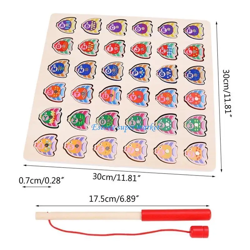 Jeu pêche en bois 090B, jouet assorti, Puzzle pour nourrissons enfants, éducation précoce, fourniture fête, œil-main