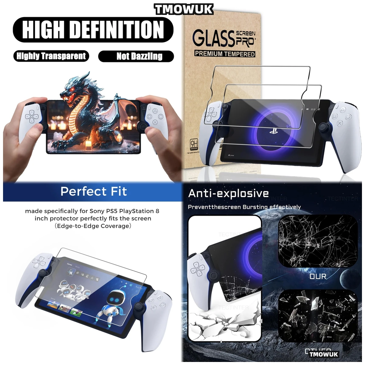

Smudge Resistant Tempered Glass For Sony PlayStation Portable PS5 Easy Installation Game Accessories