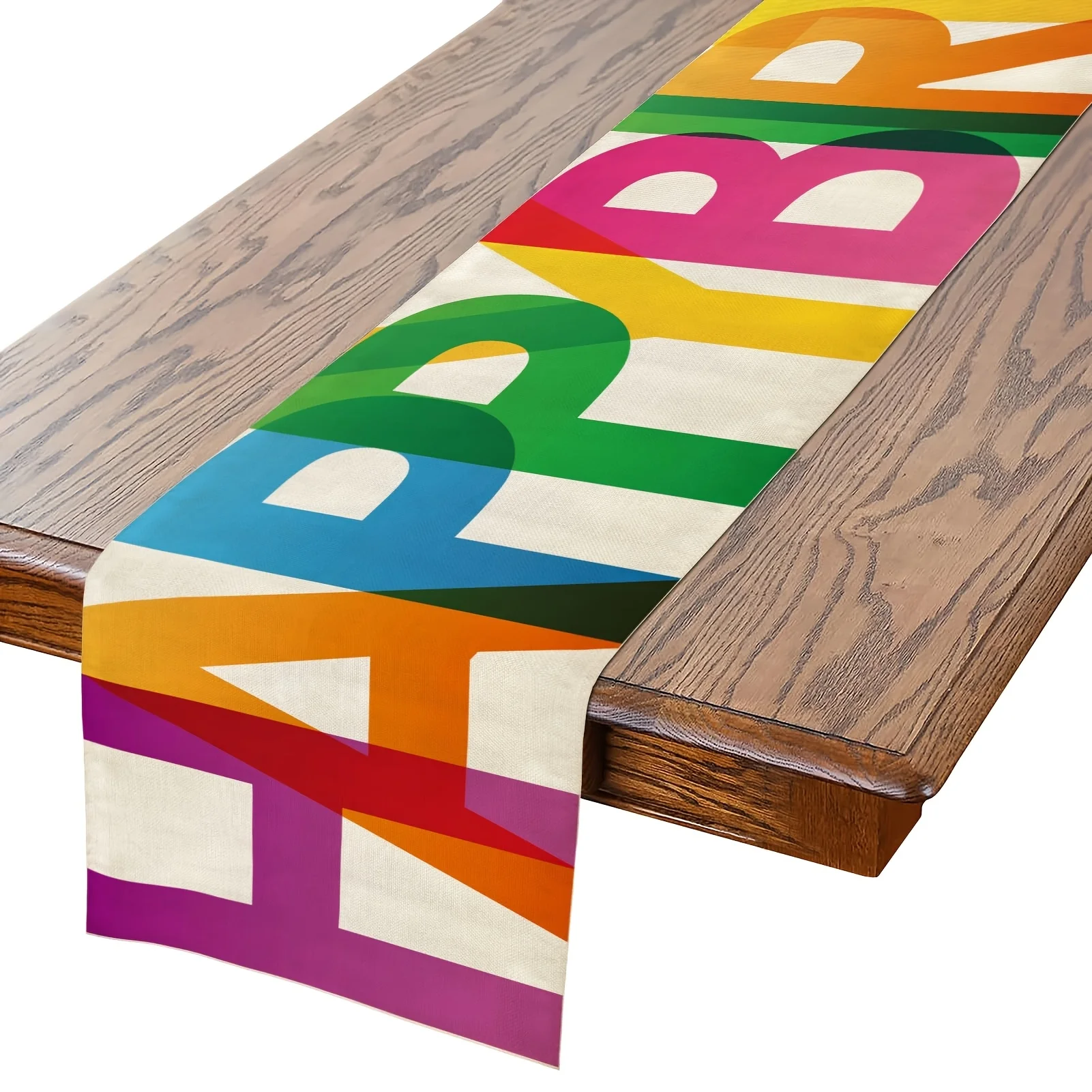 1 Piece of Happy Birthday Table Runner, Suitable for Farmhouse, Indoor, Kitchen, Celebrations, Table Decoration, Restaurant and Banquet Decoration Supplies