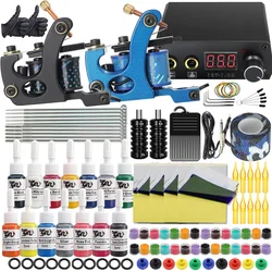 Tattoo Coil Machine Kit Professional Tattoo Liner Shader Machine Set with Needles Power Supply Accessories Tattoo Beginner Set
