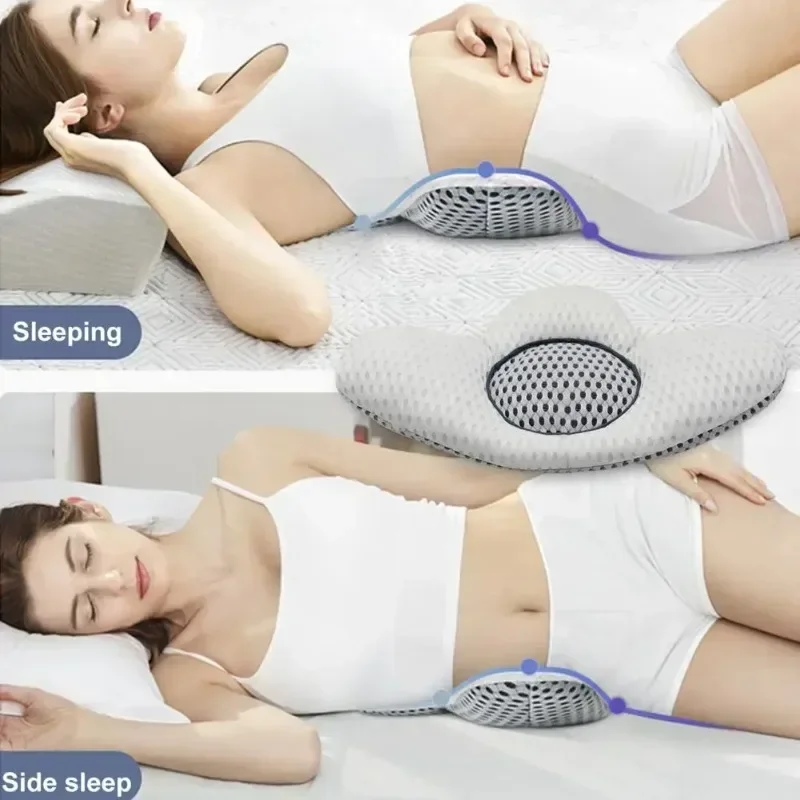

Lumbar Pillow Quick Rebound Improve Spinal Posture Sleeping 3D Extended Buckwheat Hull Lumbar Functional Pillow Bedroom Supply