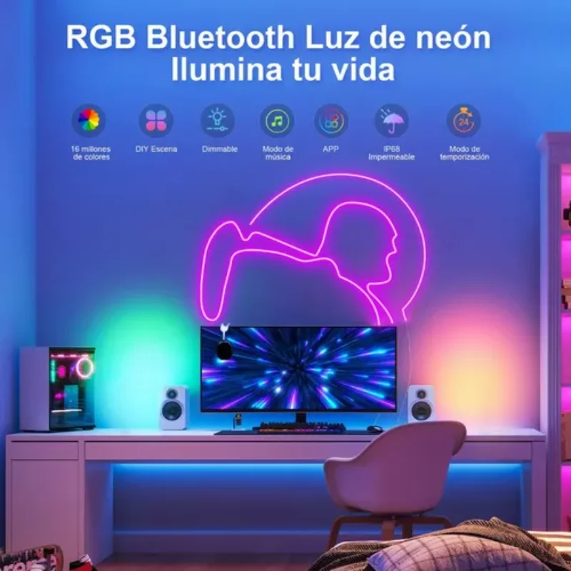 Striscia luminosa Flex Neon Light Bluetooth IP68 Applicazione 5M Striscia luminosa per illuminazione