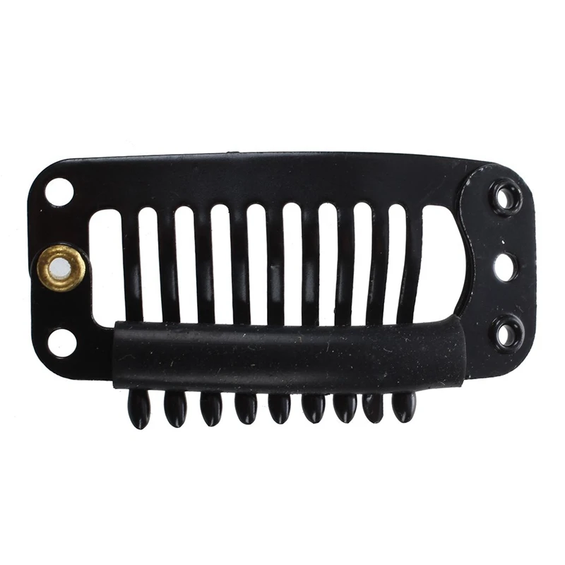 60Pcs Black Nine-Tooth Clip For Hair Extension Snap Clip For DIY Use(Black)32MM L