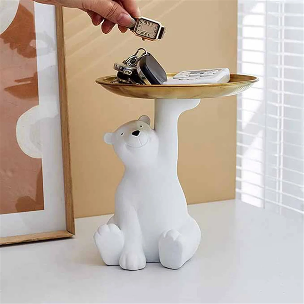 Bandeja de llaves para mesa de entrada, bandeja de joyería, bandeja de almacenamiento de cosméticos, bandeja de almacenamiento decorativa multiusos