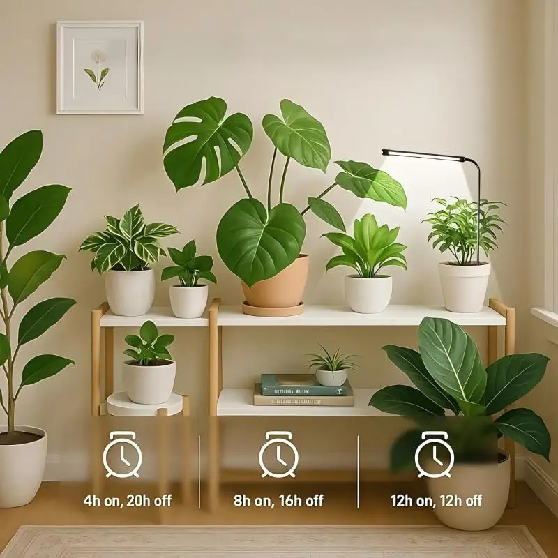 مصباح LED كامل الطيف 2025 للنباتات، قابل لضبط الارتفاع، عنق الإوزة المرن 360° (10 واط) - للنباتات والخضروات الداخلية #6