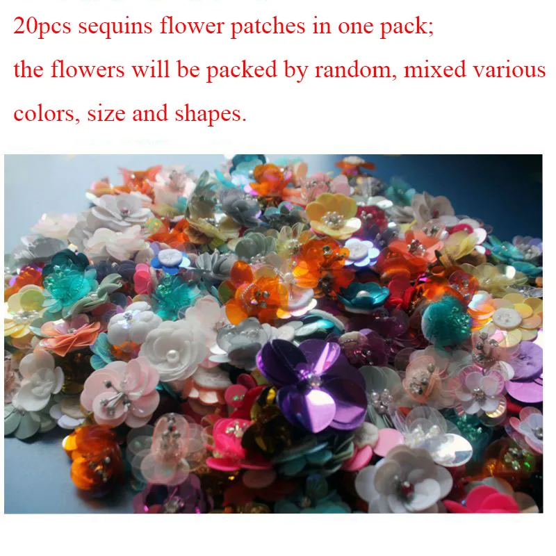 20 قطعة/الحزمة عشوائية الترتر زهرة شكل التصحيح لطيف خياطة على التصحيح للملابس الجينز سترة قبعة الأحذية الديكور #3