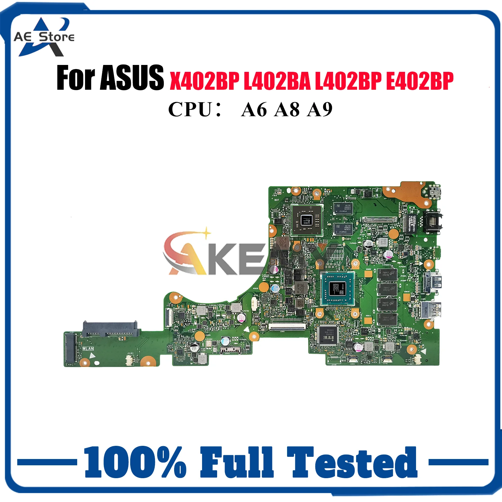 

E402BP Laptop Motherboard For ASUS EeeBook X402BA L402BP L402BA X402BP E402BP E402B Mainboard W/ A6 A8 A9 CPU tests OK fast ship