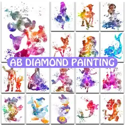 AB Diamond Painting Mickey Mouse White Silhouette Series Mermaid Mosaic Cartoon Diy Rhinestones Prezent dla dzieci