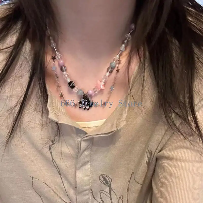 F2TD Adjustable Chain Necklace Black Funny Necklace Perfect for Trendsetters