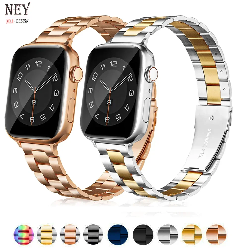 Stainless steel band for apple watch strap 44mm-45mm 40mm 42-38-41mm Metal bracelet ultra 2 49mm iwatch series 10 8 7 5 9 6 4 SE