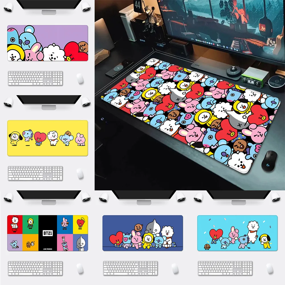 Mousepad HD Men's singing group Printing Computer Gamers Locking Edge Non-slip Mouse Pad-B-B-BT21-XXL Keyboard PC Desk Pad