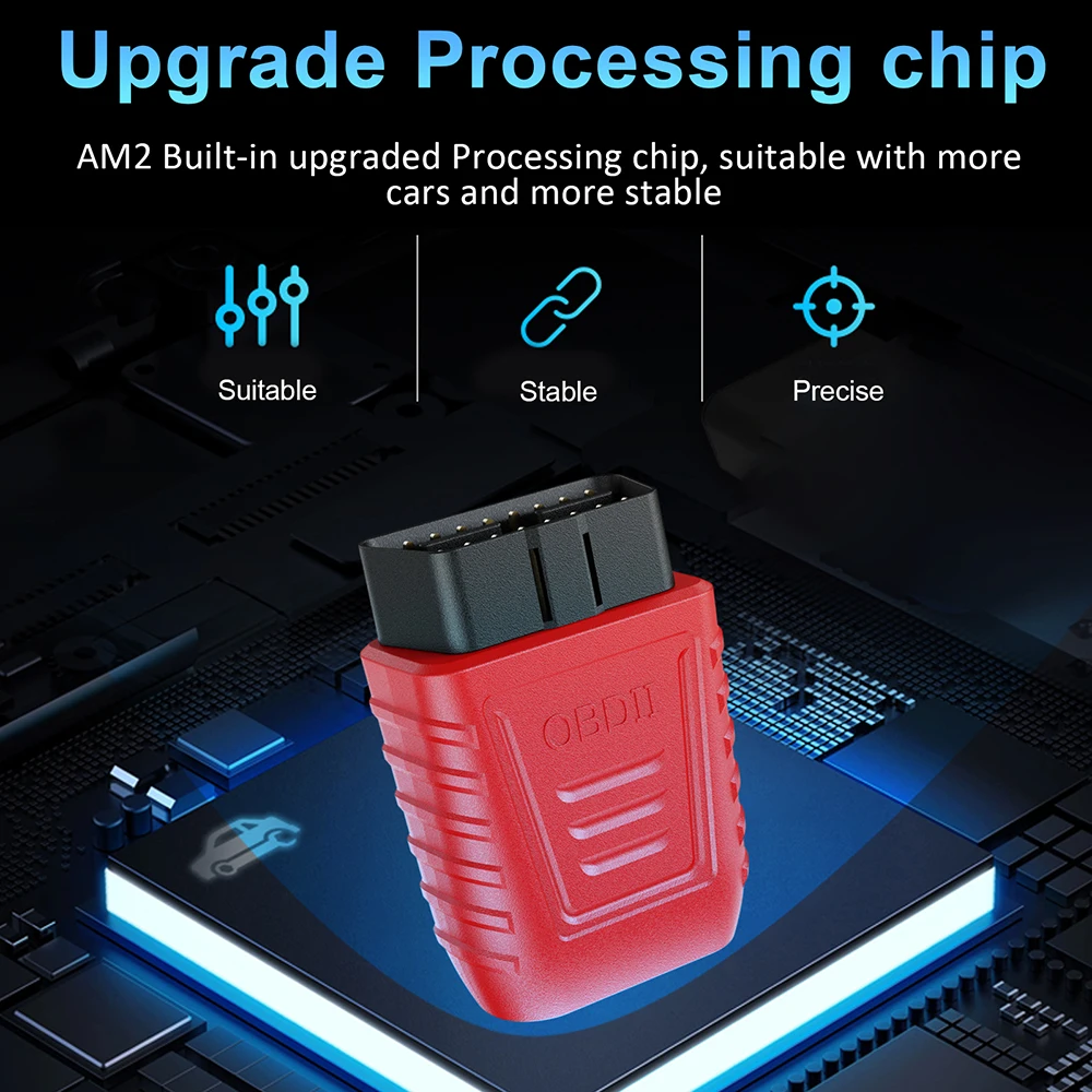 Accessori per auto Scanner OBD II Leggi e cancella i codici di guasto Lettore di codici AM2 Strumento diagnostico di guasti per auto OBD2 con scansione automatica