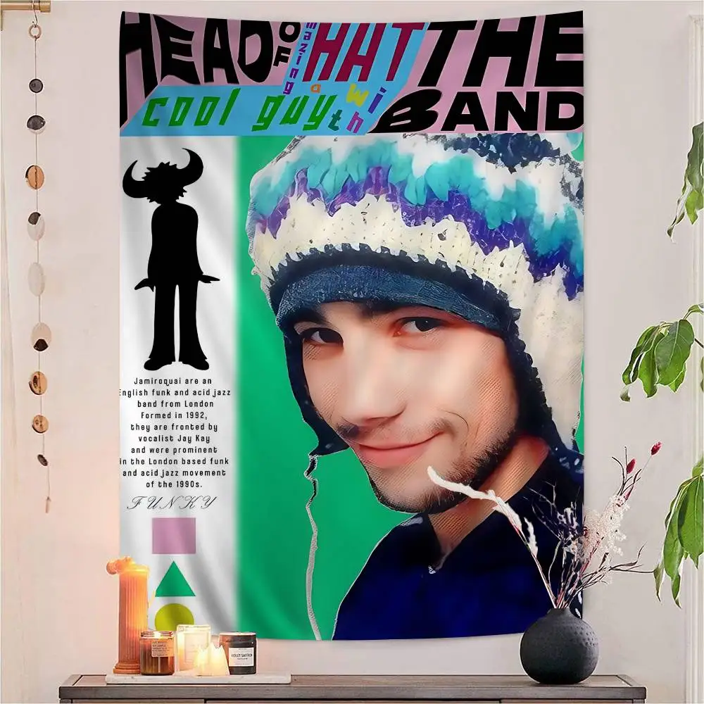 

Рок-группа J-JamiroquaiS, большой настенный гобелен с принтом, индийский Будда, украшение на стену, колдовство, богемный хиппи, настенный художественный декор