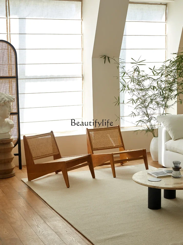 

pg45Japanese-Style Single Leisure Chair Medium-Ancient Furniture Solid Wood Rattan Chair