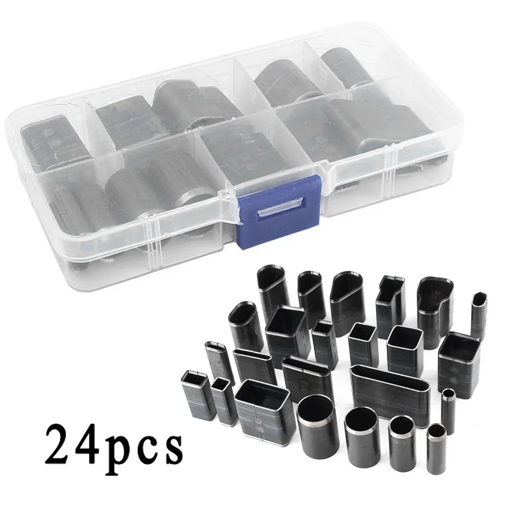 Shape Style Hole Hollow Cutter Punch Set 24x DIY Tool for Handmade Leather Craft Metal Handle High Speed Steel