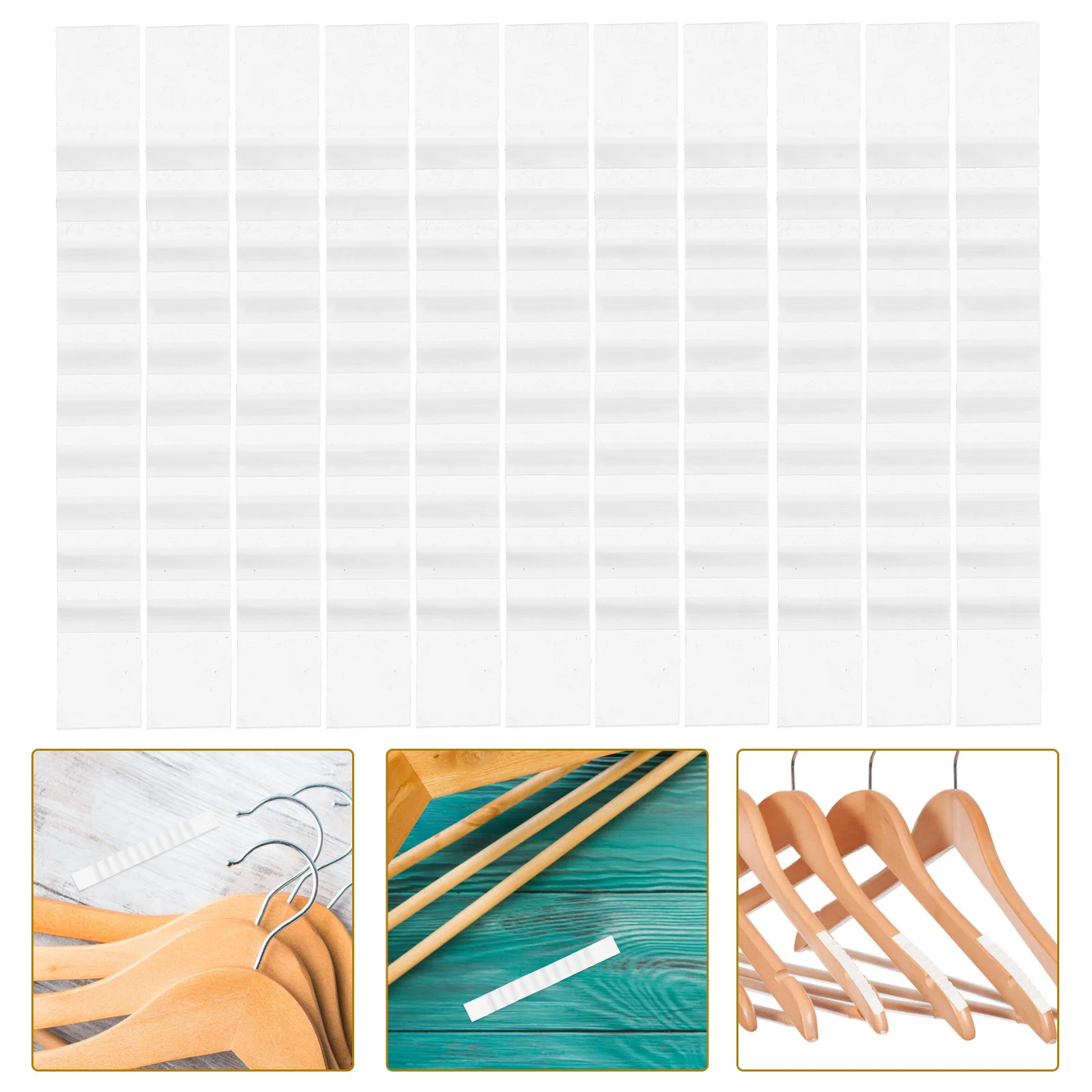 

50pcs Non-Slip Grips Silicone Clothes Adhesive Anti-Slip For Wood Hangers Closet Supplies Home Anti-Skid Strips Self-Adhesive