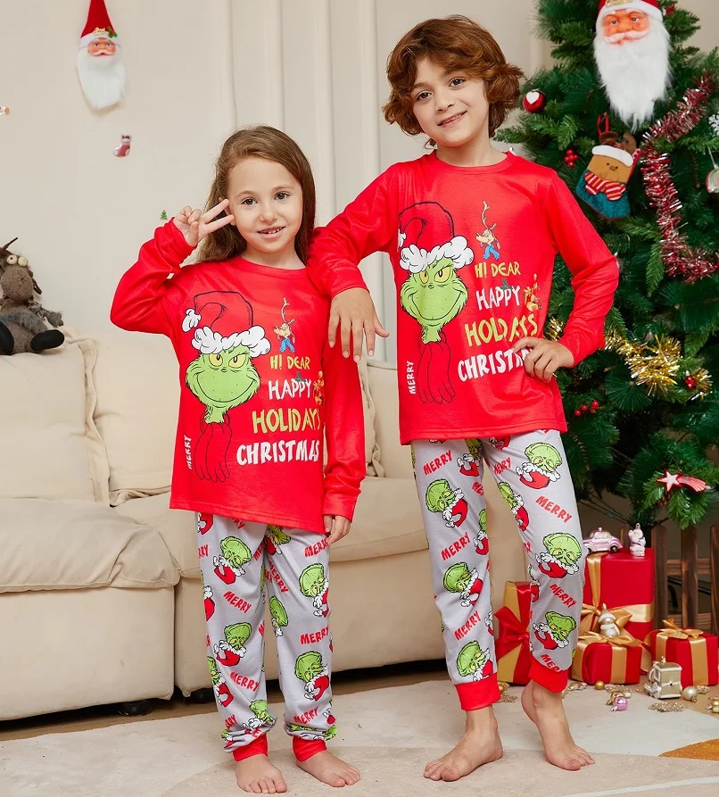 Xmas Family Matching Pajamas Set New Arrivals 2025 The Greench Letter Print Adult Kids Pjs Baby Jumpsuit Dog Clothes