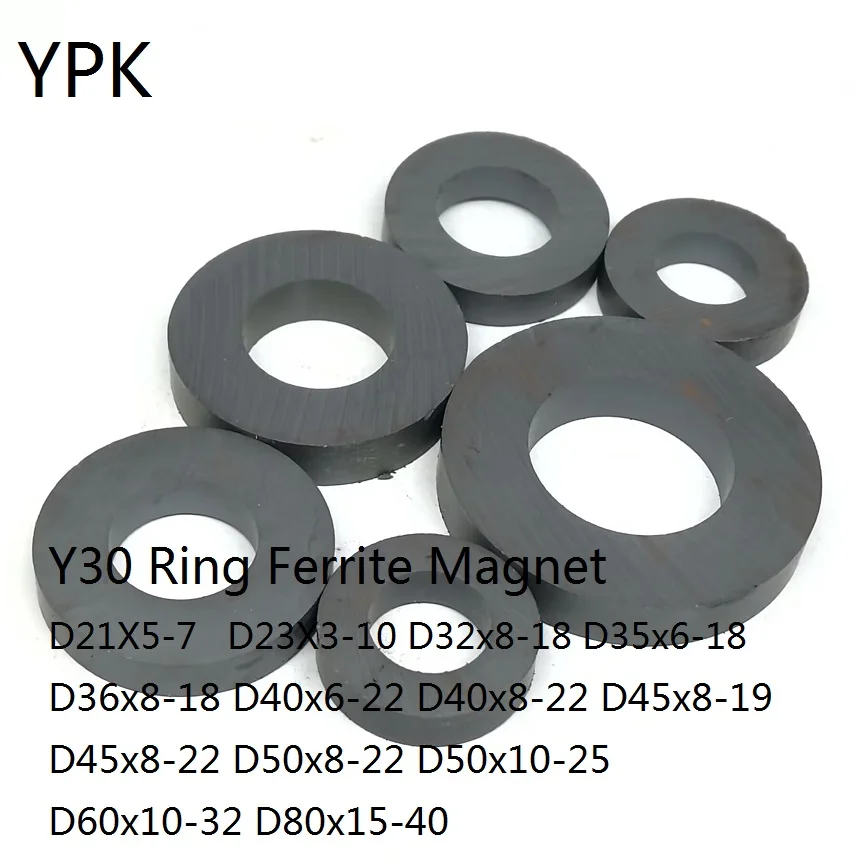 1-10PCS/LOT Y30 Ring Ferrite Magnet Dia 21-80mm Strong Black Rare Earth Permanent Magnets Hole 7-40mm