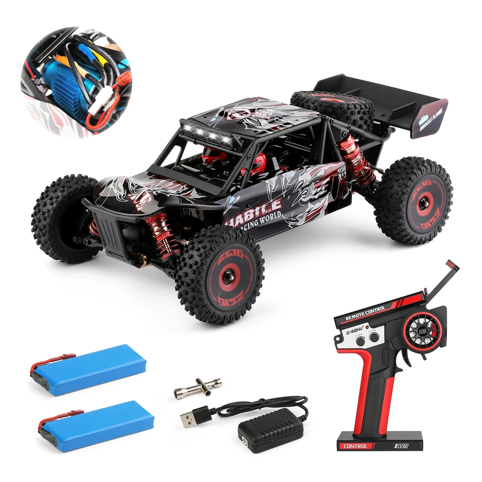 

WLtoys 124016 (V2) Быстрая радиоуправляемая машина, бесщеточный радиоуправляемый автомобиль 1/12 с независимым ESC для взрослых, 75 км/ч, подходит для улицы и подарков