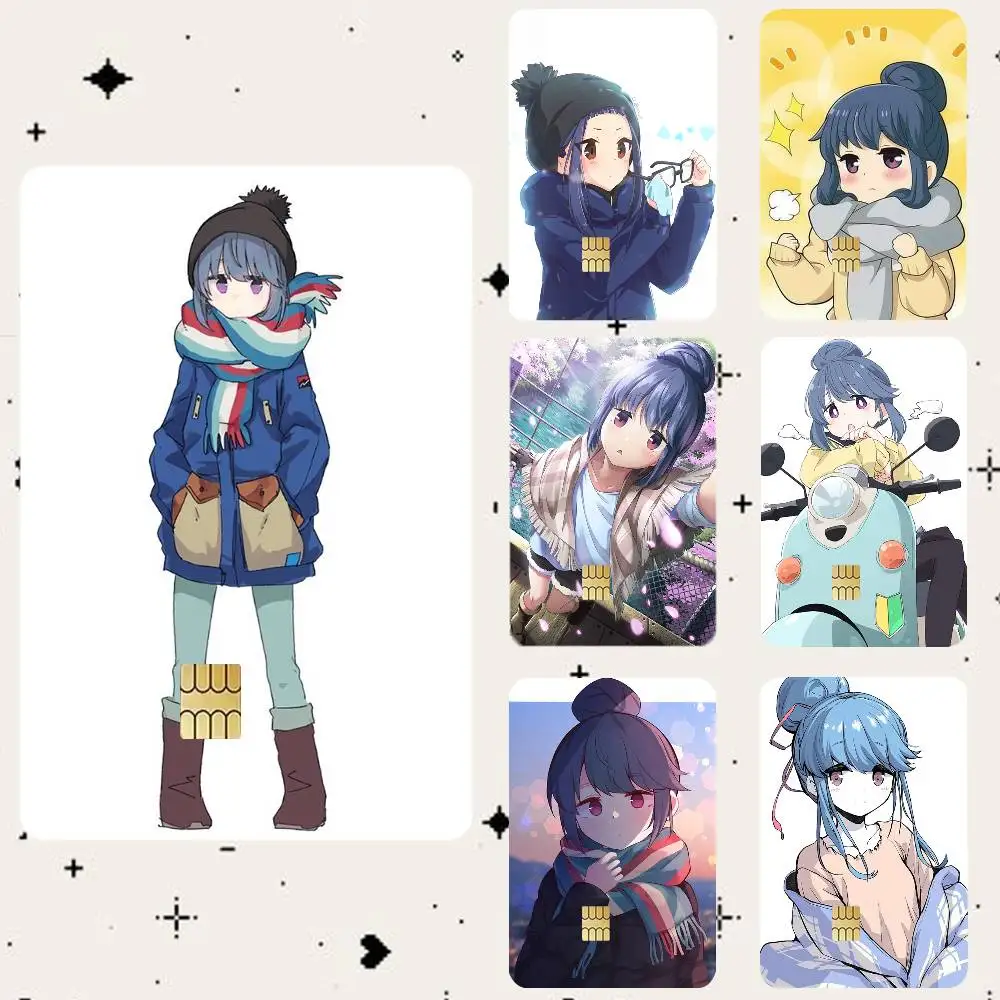 Yuru CampLaid-Back Camp Rin Shima  HD Waterproof Card Skins Protective Stickers for Credit Bank Game Cards