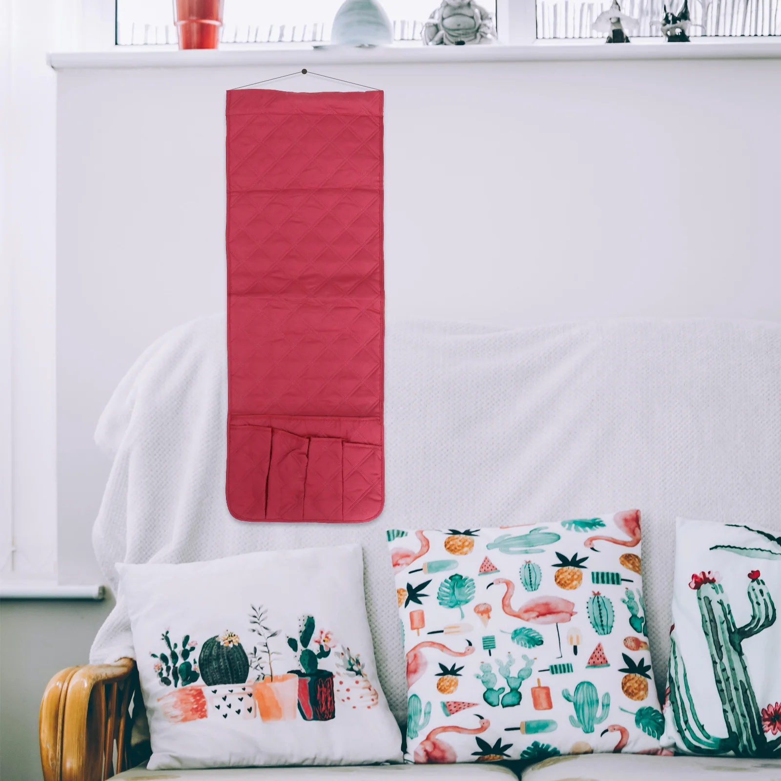 

1pc Felt Fabric Storage Bag Large Capacity Hanging Organizer For Felt Fabric Storage Bag Bedside Dorm Car Pram Hospital Side Red