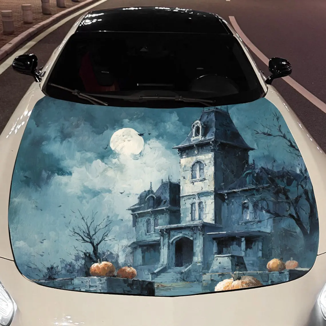 

An ancient estate in the wilderness at night Car Hood Vinyl Stickers Car Surface Protection Decal Car Decoration Cover Vinyl Wra