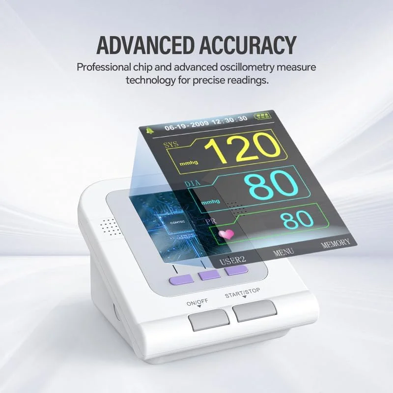 CONTEC08A Blood Pressure Monitor Electronic Sphygmomanoter Heart Rate Pulse measurement tool BP Meter +SPO2 Probe bp monitor