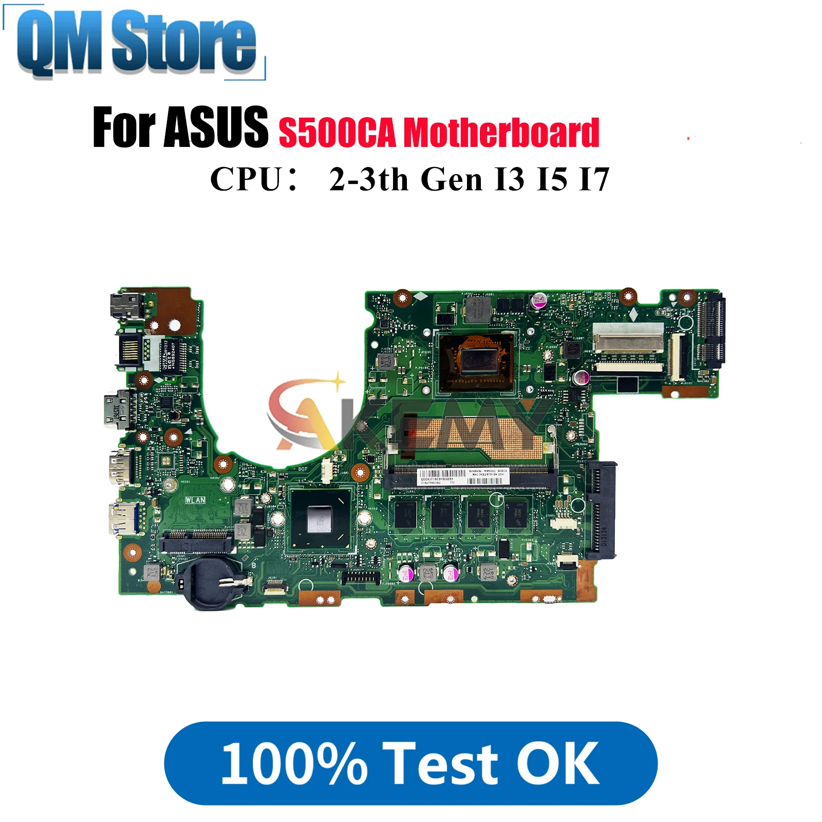 

S500CA Laptop Motherboard For ASUS VivoBook S500CA S500C Notebook Mainboard With I3 I5 I7 CPU 100% tests OK fast shipping stk