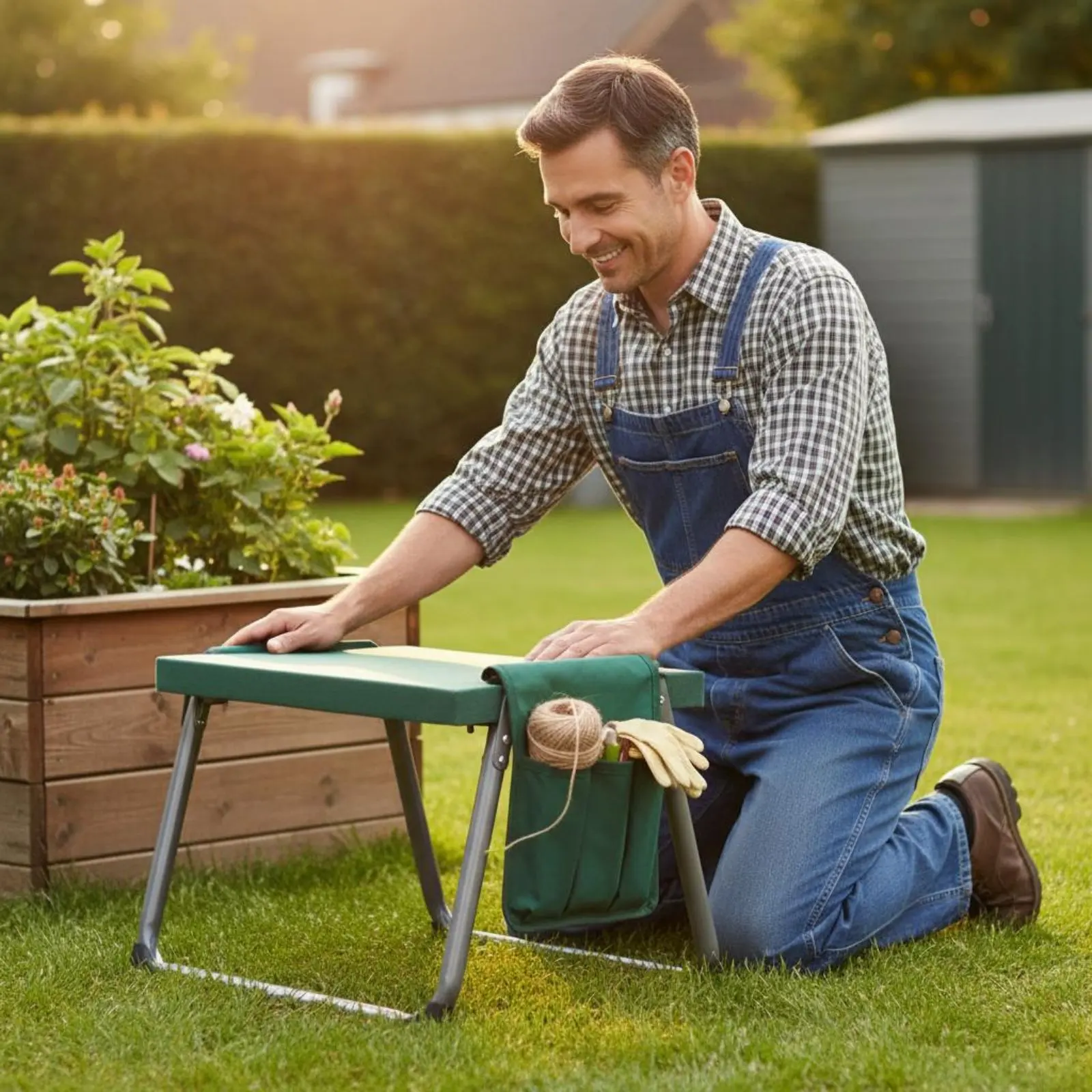 

Foldable Garden Kneeler Seat Cushioned Foam Foam Pad Garden Kneeler and Seat Padded Gardening Stool with Tool Pouch for Outdoor