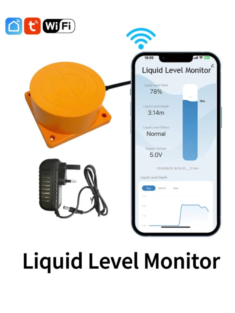 Liquid Level Monitor Smart Life Tuya App Ultrasound Water Level Meter Wifi Remote Digital Controller Water Tank Sensor ME201W