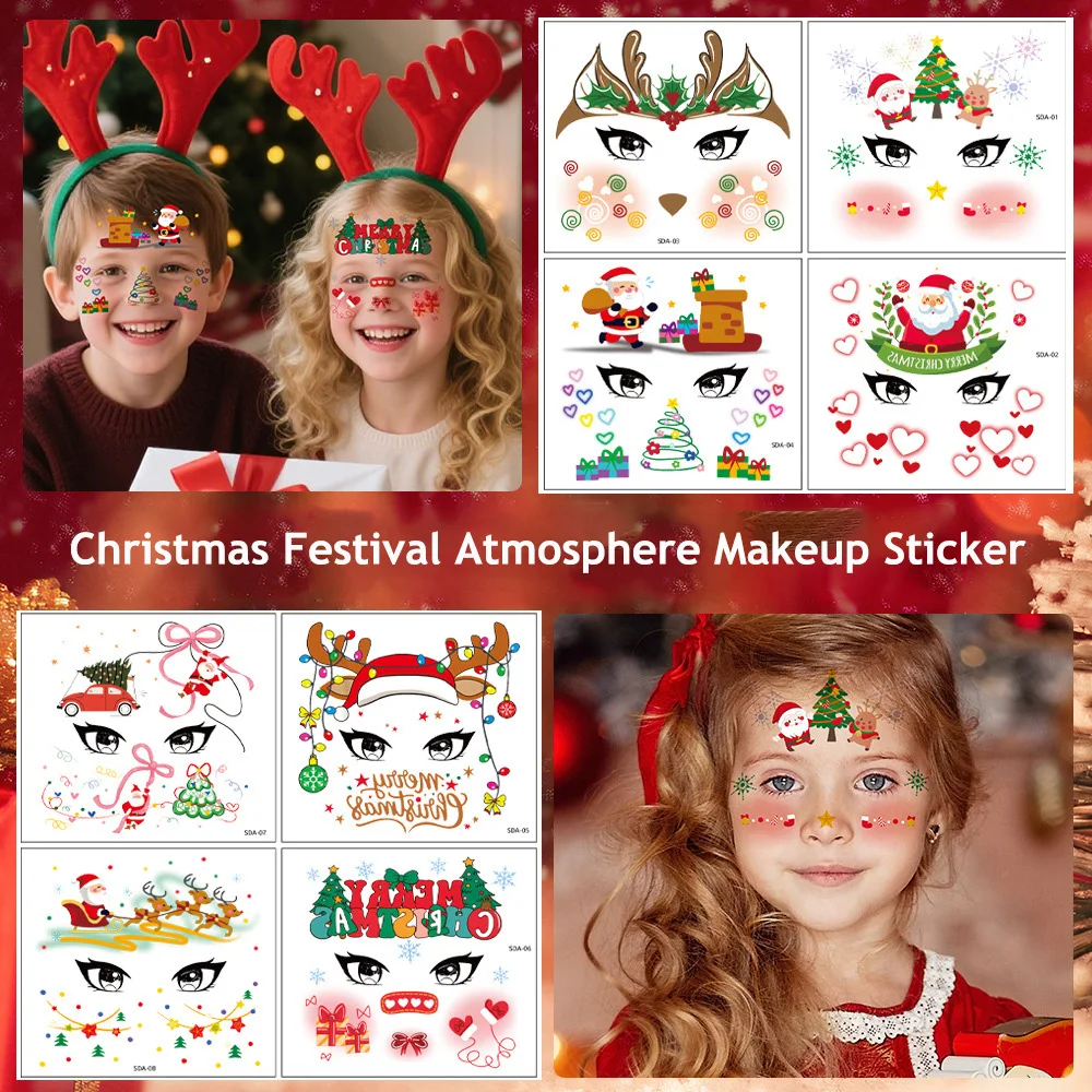 

Christmas Makeup Stickers Holiday Face Decals Waterproof Face Tattoos Party Theme Face Art Inner Corner Eye Makeup Sticker
