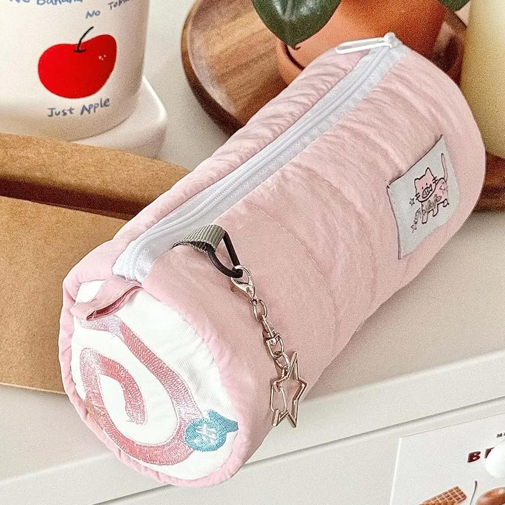 Sac de rangement créatif et mignon pour stylo en rouleau crème, sac à fermeture éclair, adapté à la papeterie, petits objets, 1 pièce