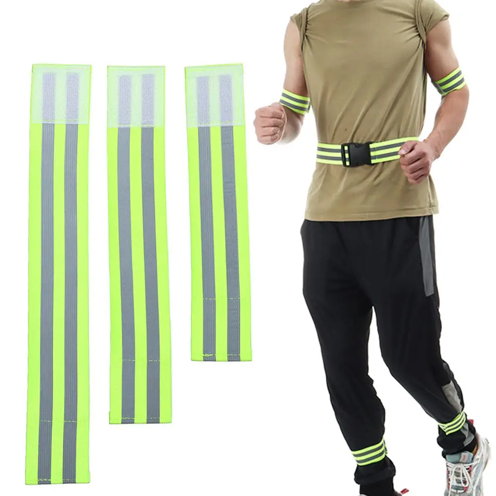 Walking with 2 Reflective Strips High Visibility Glow Belt Luminous Wristband Safety Reflective Straps Reflective Band Strap