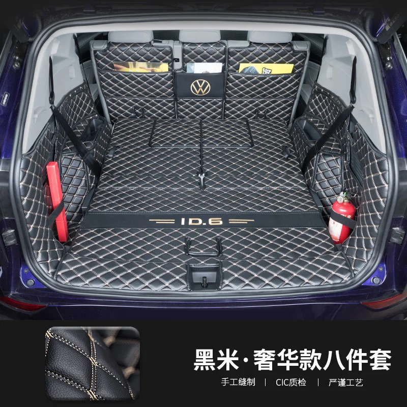 

NEW Luxury Car Trunk Mats For Volkswagen VW ID.6 ID6 ID 6 Crozz 2021 - 2024 6/7seat Leather Matt Car Carpets Pad Car Accessories