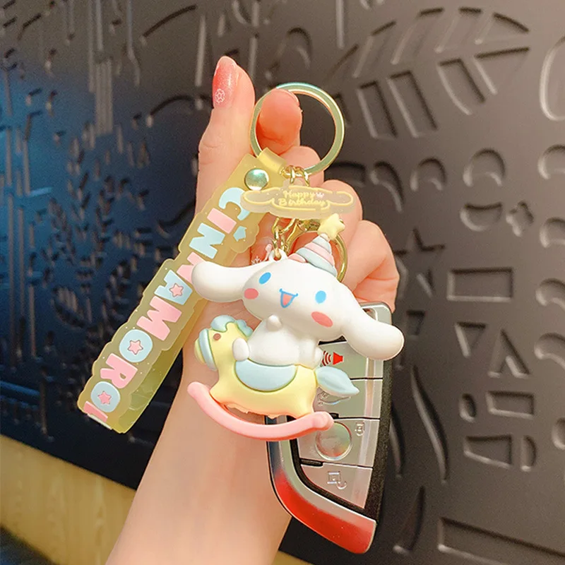 Miniso الإبداعية الكرتون سانريو كبير الأذن الكلب المفاتيح الإناث زوجين حقيبة السيارة المفاتيح قلادة قلادة هدية صغيرة