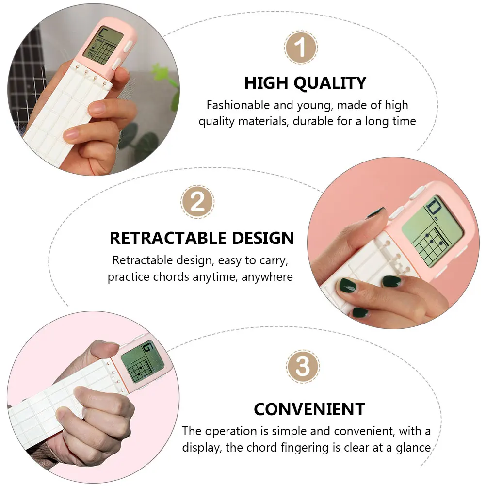 

Ukulele Practicer Guitar Virtuoso Chord Presser Aid Chords Trainer Exercise Device Tool Pink Helper Travel