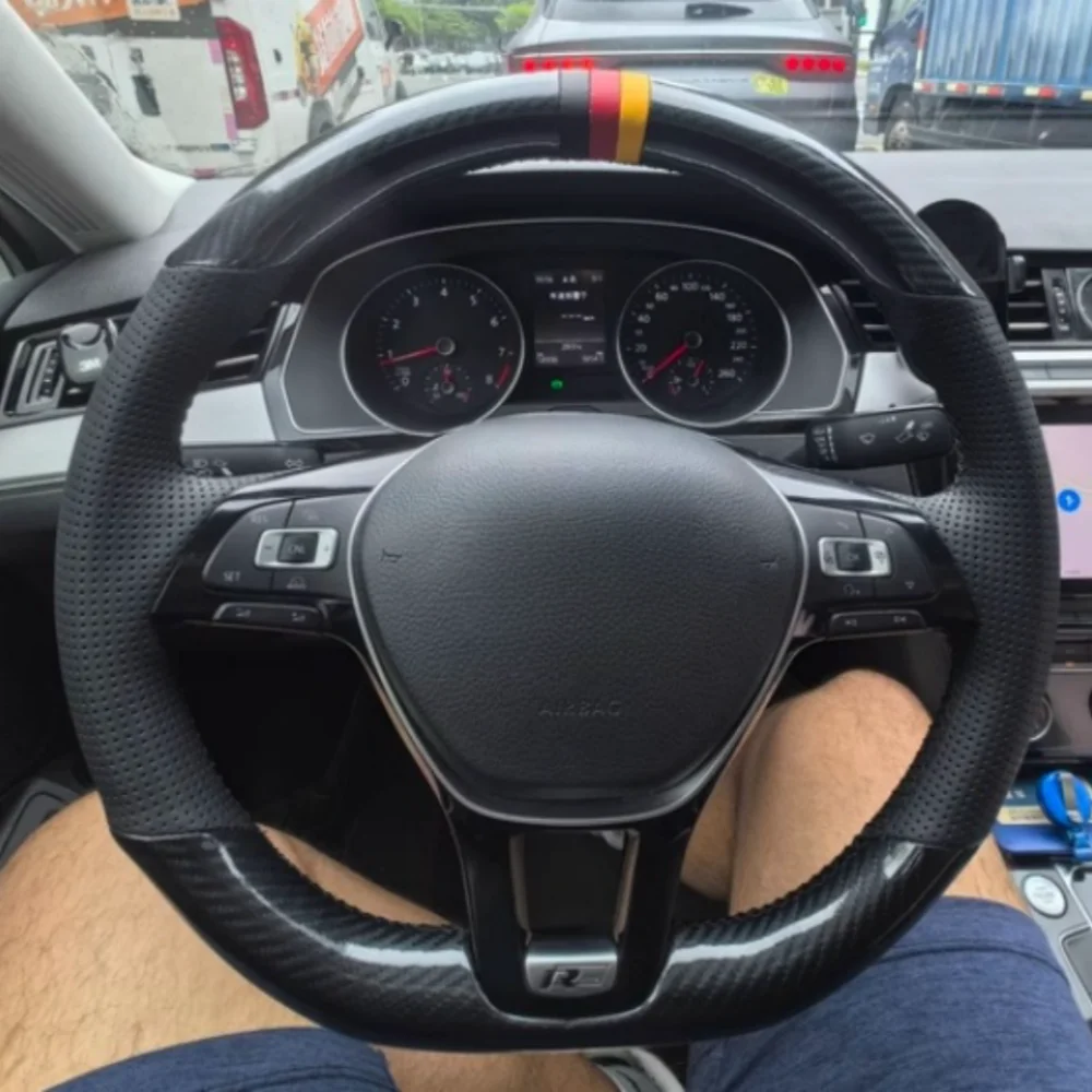 

Чехол на руль автомобиля из углеродного волокна из натуральной кожи для Volkswagen VW Golf 7 Mk7 Touran Up Passat B8 Tiguan, автоаксессуары