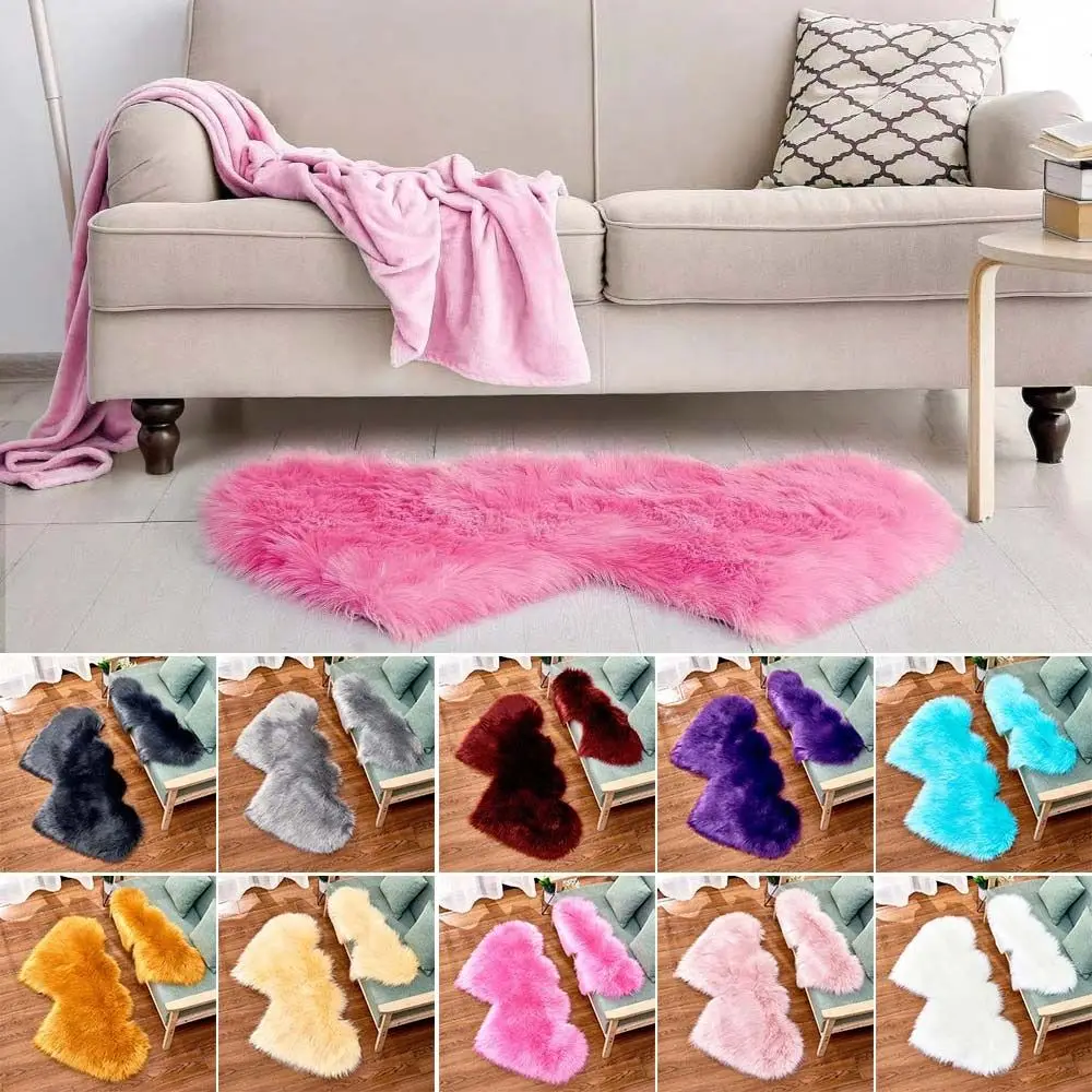 Fashion Double Heart Double Heart Shape Carpets Thicken Washable Non Slip Rugs Room Decor Anti-Skid Wool Blanket Home