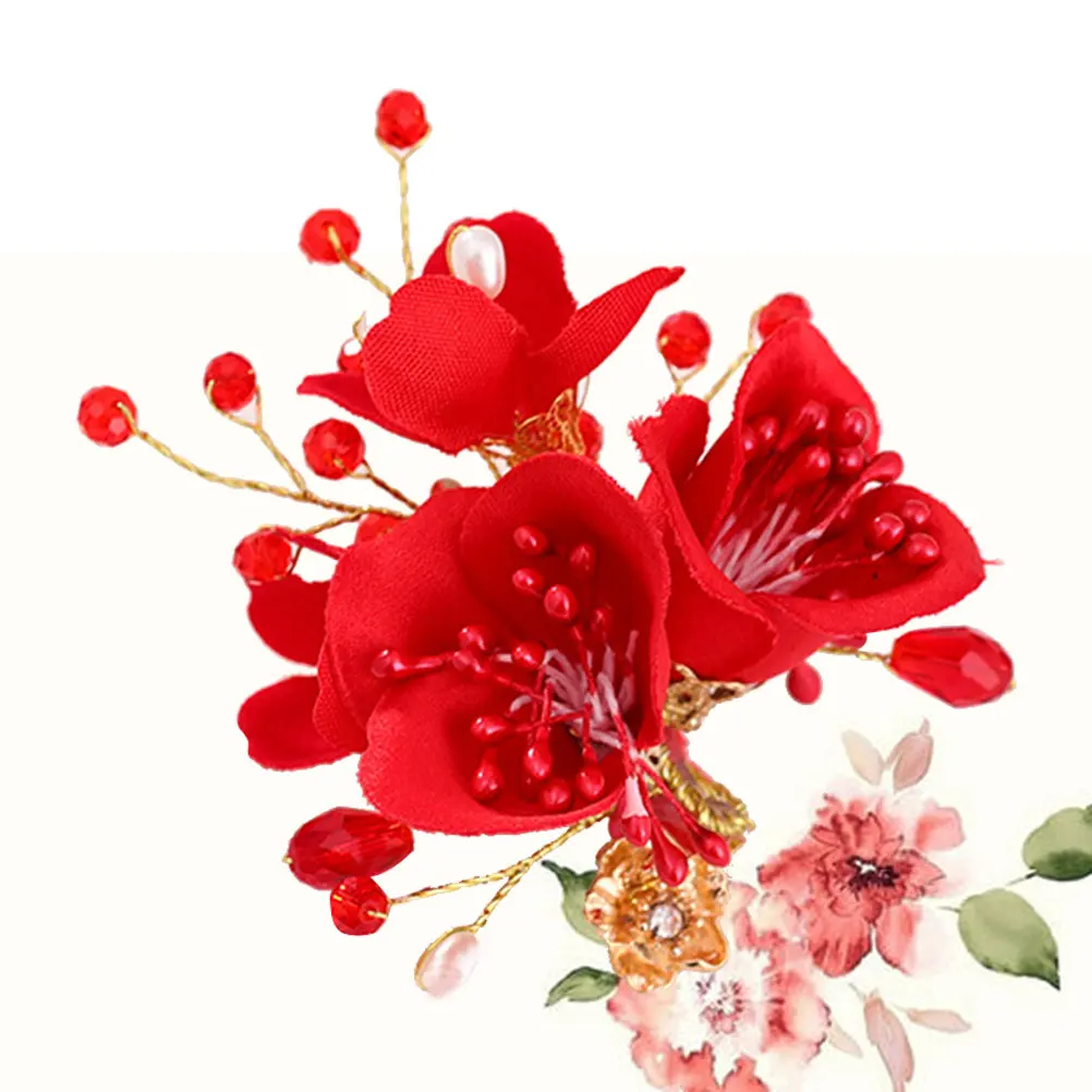 

Red Flower Hair Clip Cloth Hawaii Girl Hairpin The Flowers Design Party Women Elegant for Matching Dress-ups